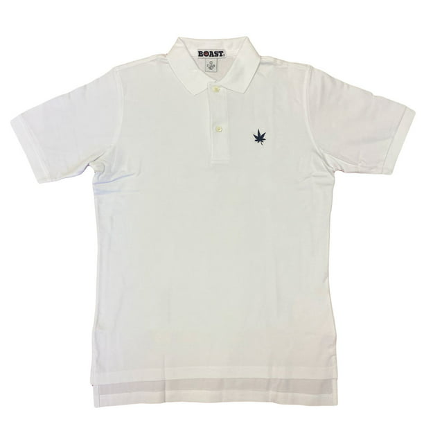 BOAST Men's White/Navy Leaf Core Solid Polo Shirt $65 NEW